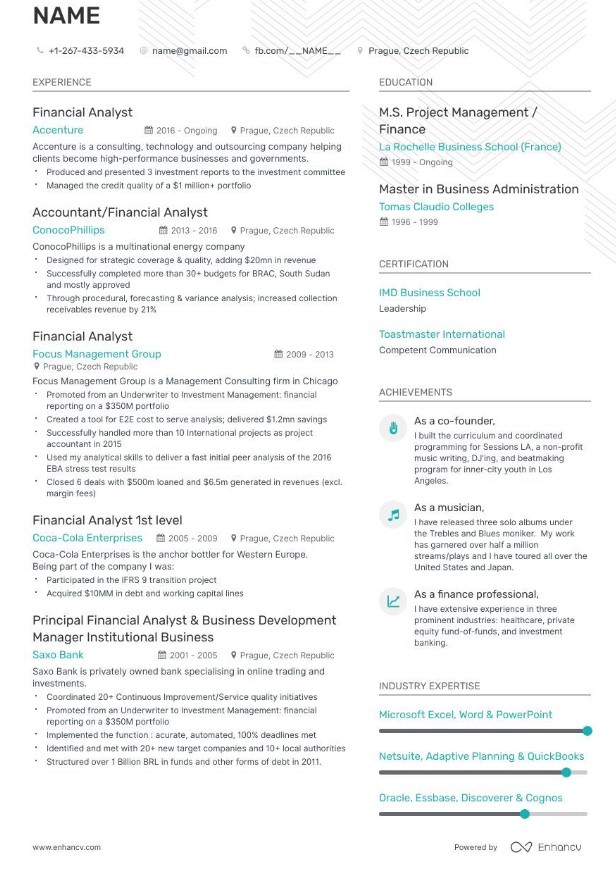 Entry Level Financial Analyst Resume