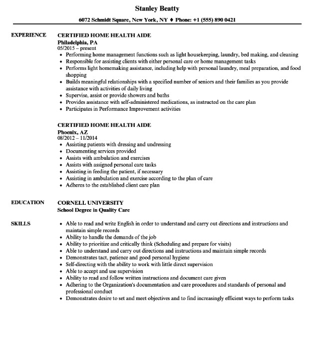 Home Health Aide Resume