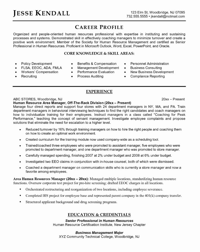 Human Resources Manager Resume