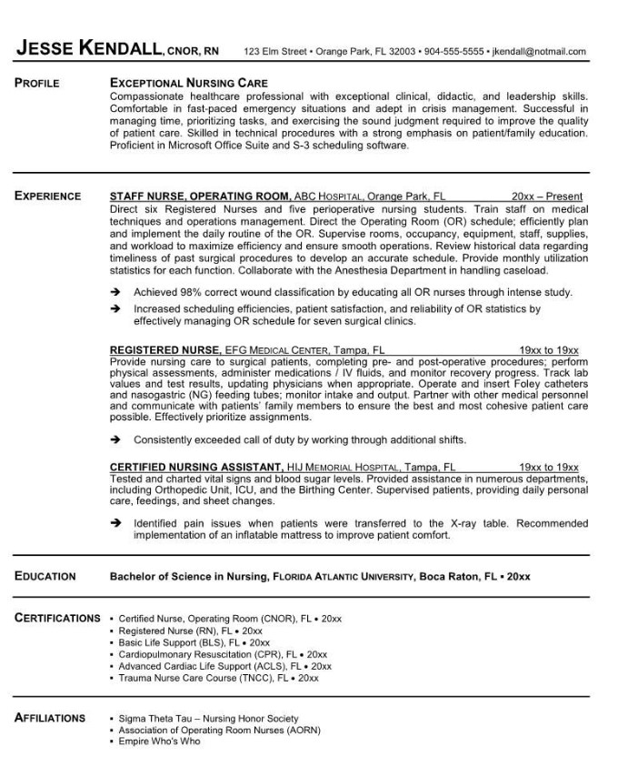 Resume Examples For Registered Nurses