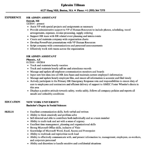 Sample Human Resources Assistant Resume